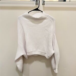 Free People Cropped Off-the-Shoulder White Sweater
